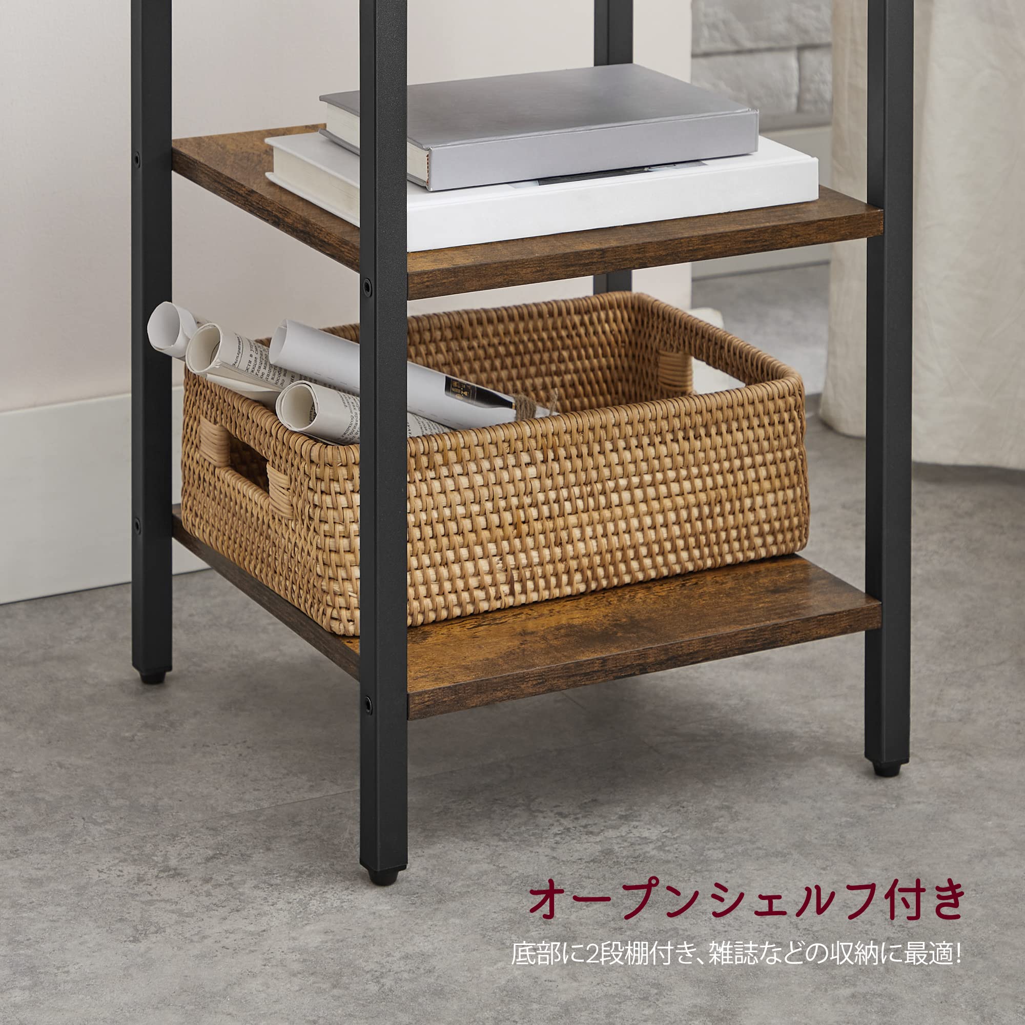 ヴィンテージサイドテーブル・ラック Amazon｜VASAGLE サイドテーブル テーブル ベッドサイドテーブル